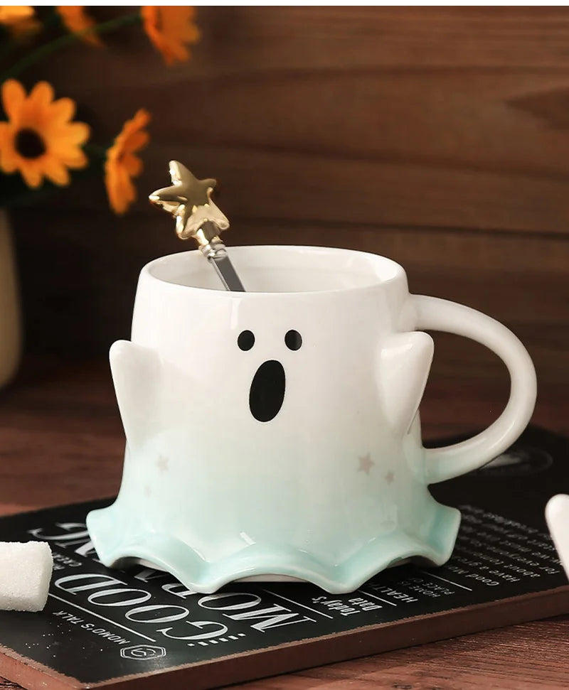 Ghost Halloween Mugs with Spoon