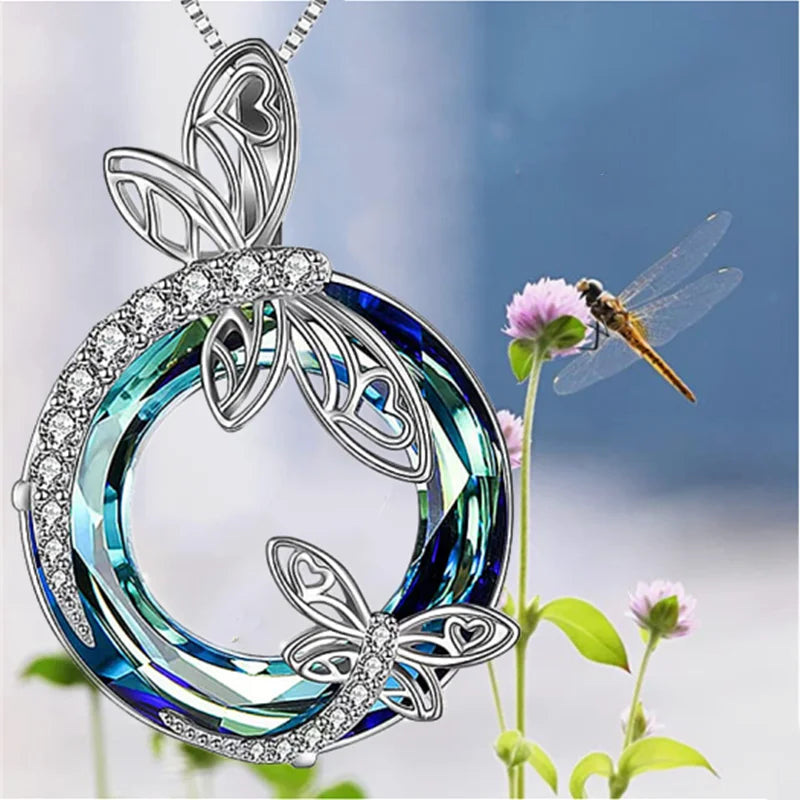 Dragonfly Crystal Necklace