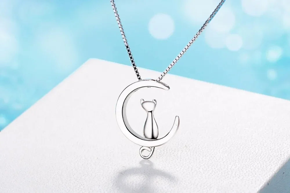 Cat on Moon Necklace