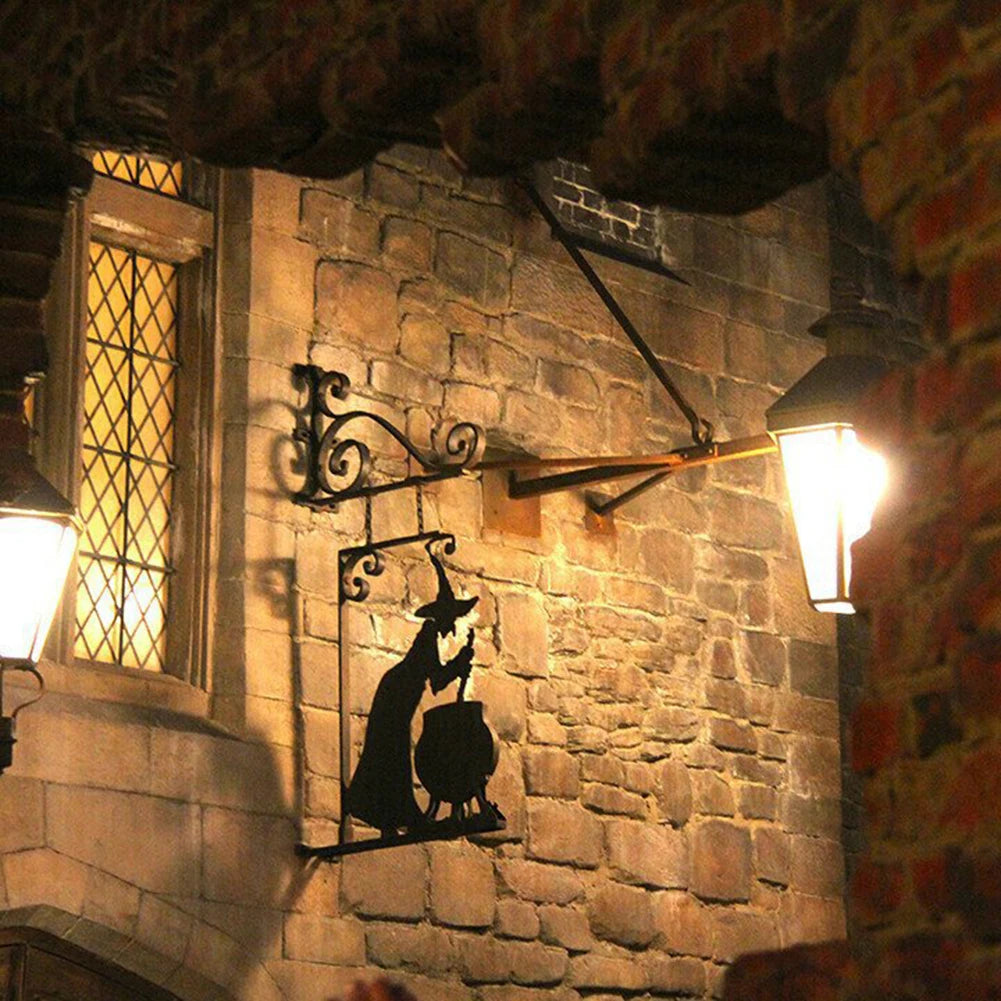 Mysterious Witch Statue Silhouette Sign