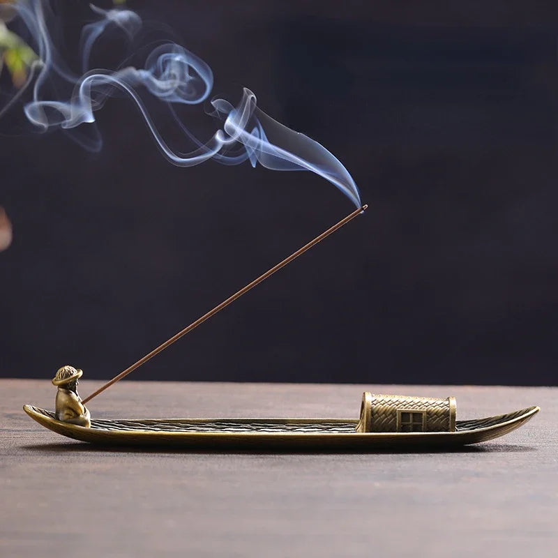 Fishing Man in a Boat Incense Burner