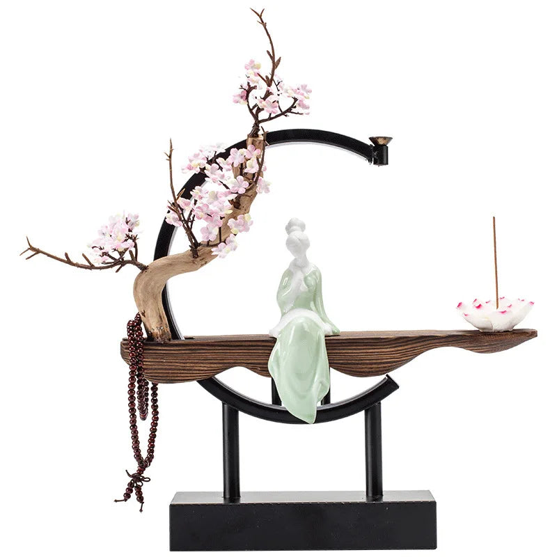 Beautiful Lady Backflow Incense Burner + LED Light