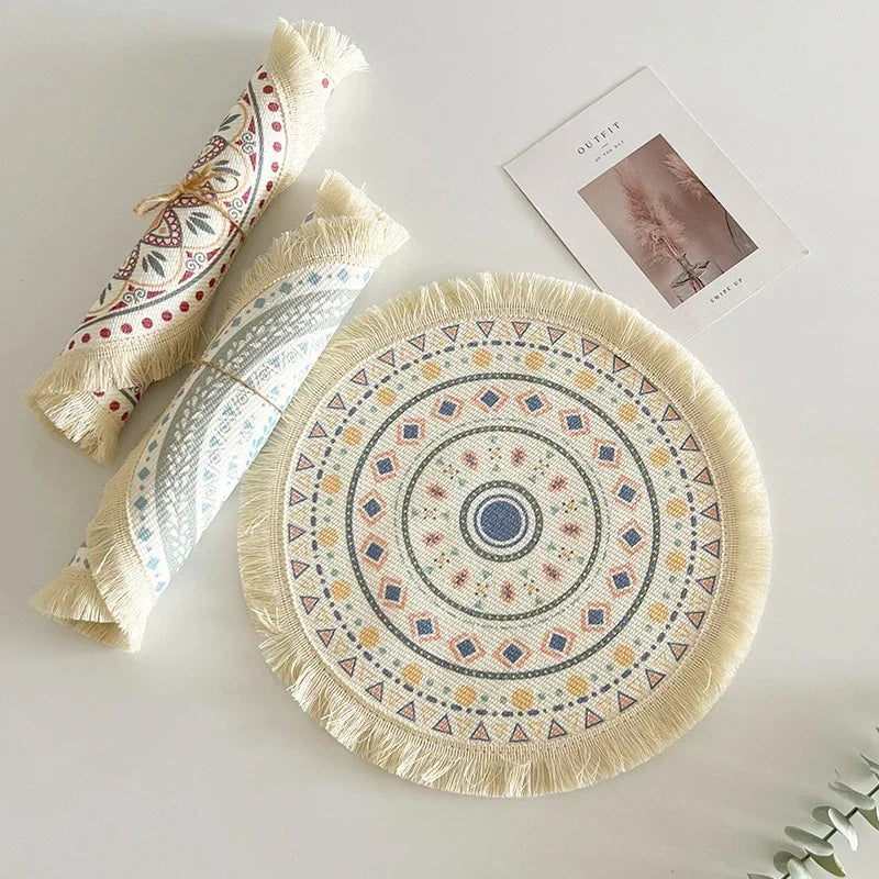 Round Table Mat Woven Ramie Placemats