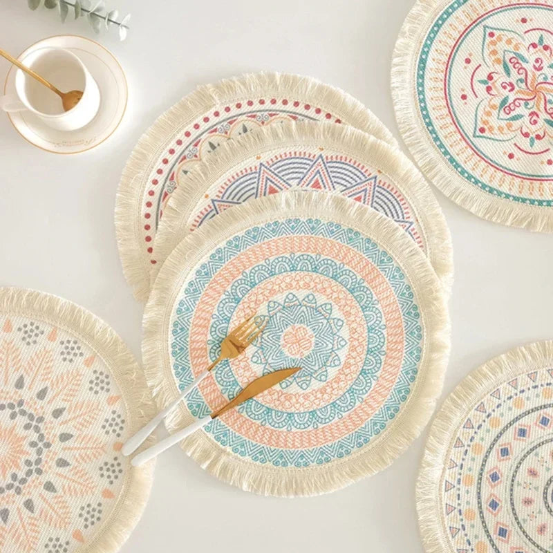 Round Table Mat Woven Ramie Placemats