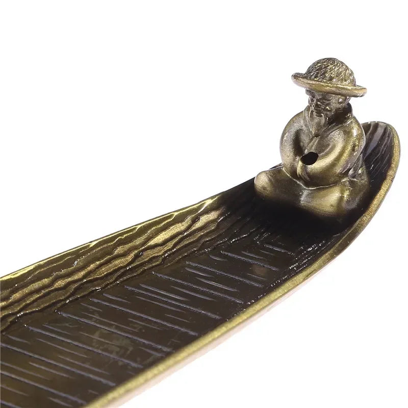 Fishing Man in a Boat Incense Burner