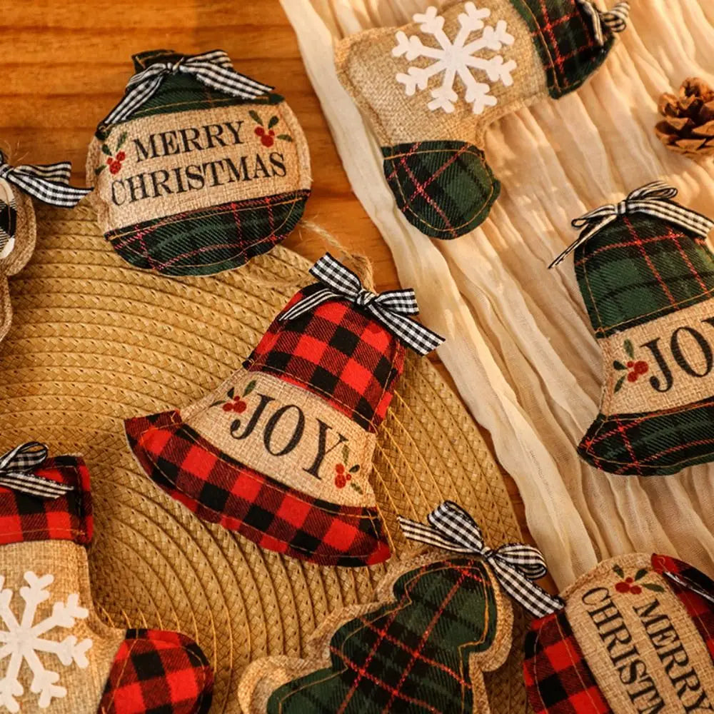 Plaid Linen Christmas Tree Ornaments