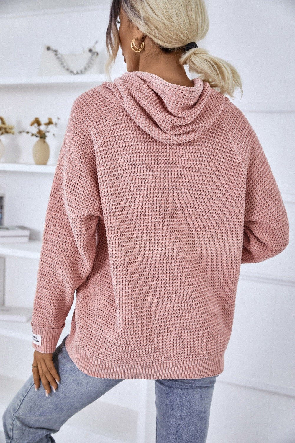 Drawstring Long Sleeve Hooded Sweater