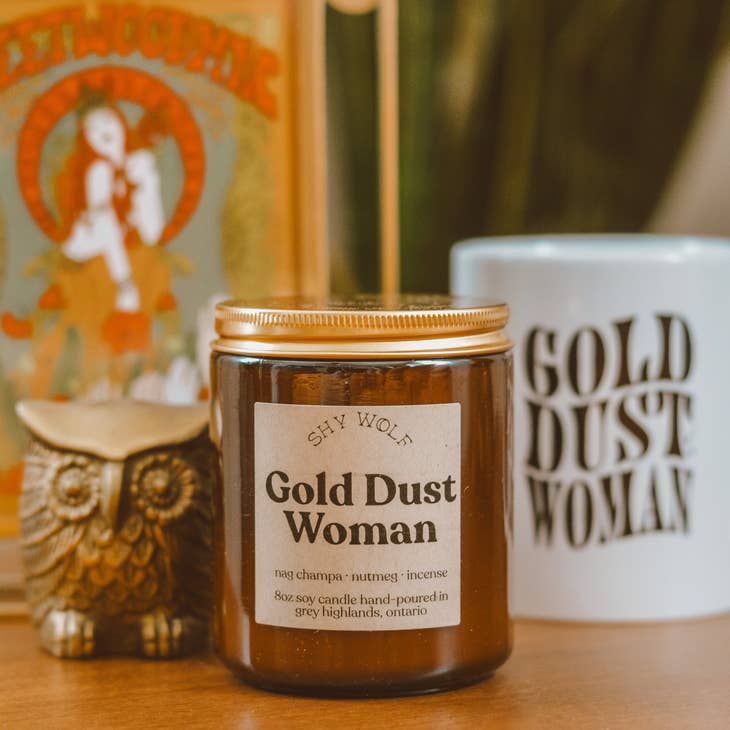 Gold Dust Woman Soy Candle - Incense, Nag Champa, Nutmeg