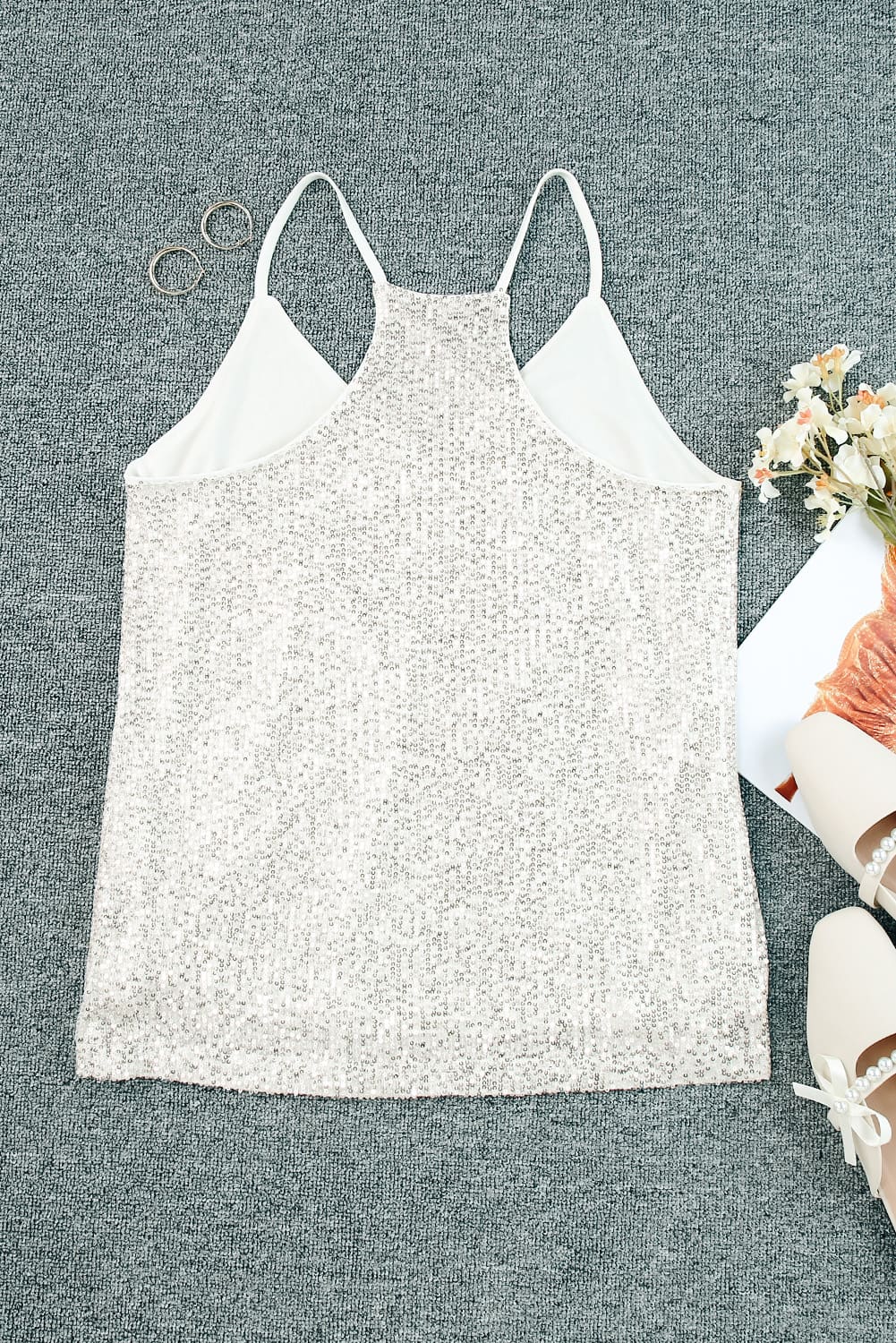 Sequin V-Neck Cami Top