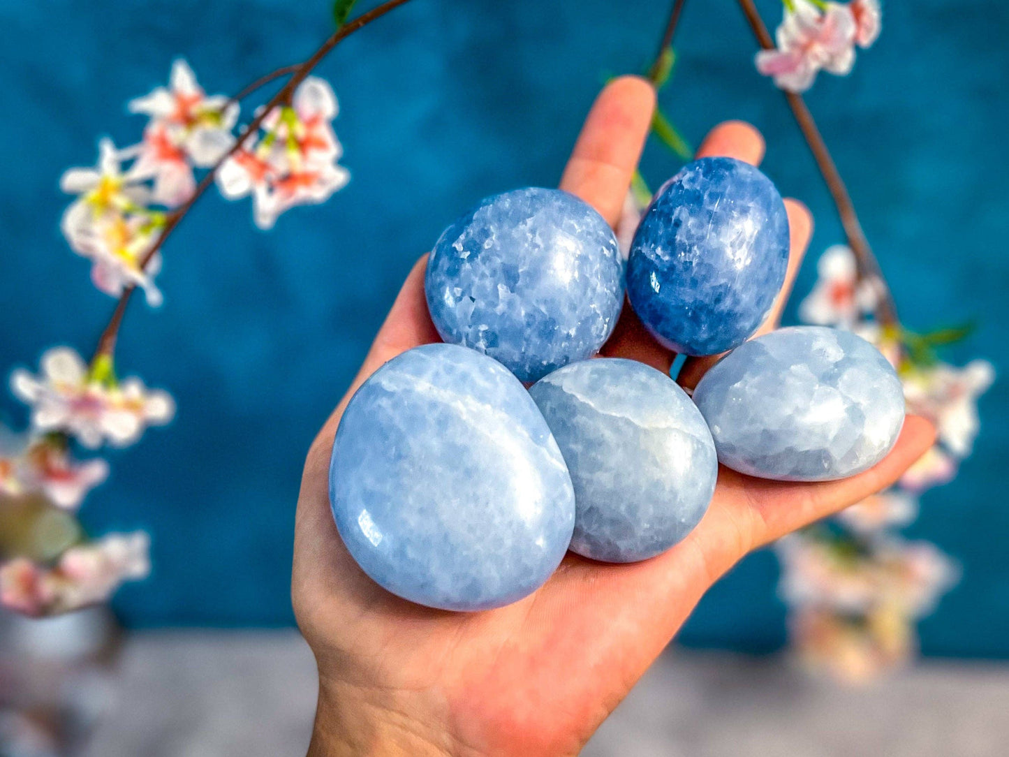 Blue Calcite Palm Stone