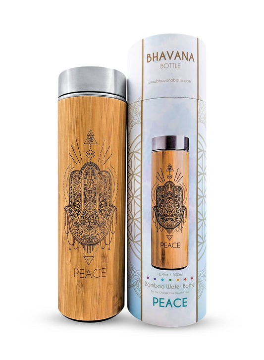 PEACE Eco-Friendly Bamboo Water Bottle with Infuser