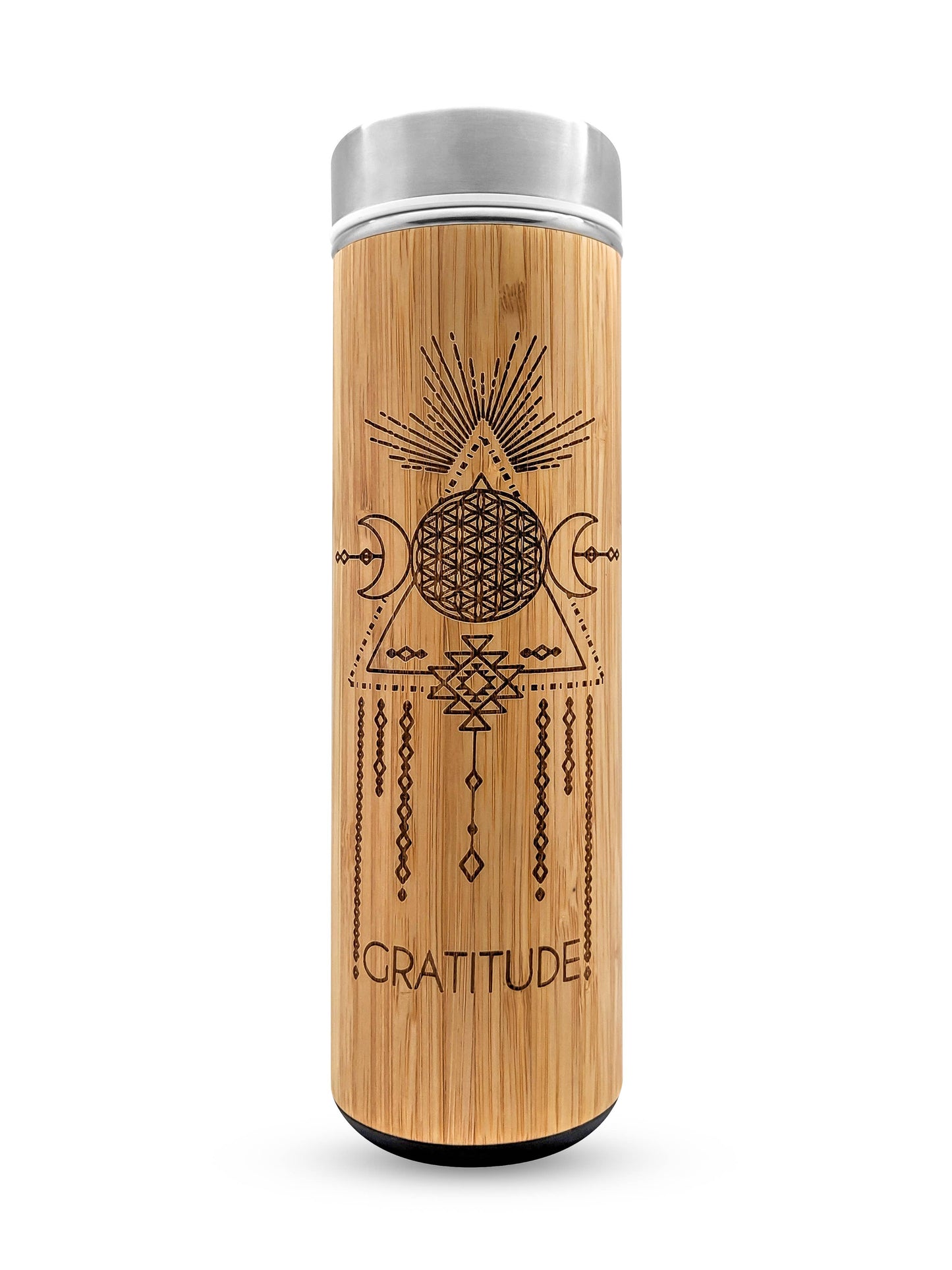 GRATITUDE Eco-Friendly Bamboo Water Bottle with Infuser