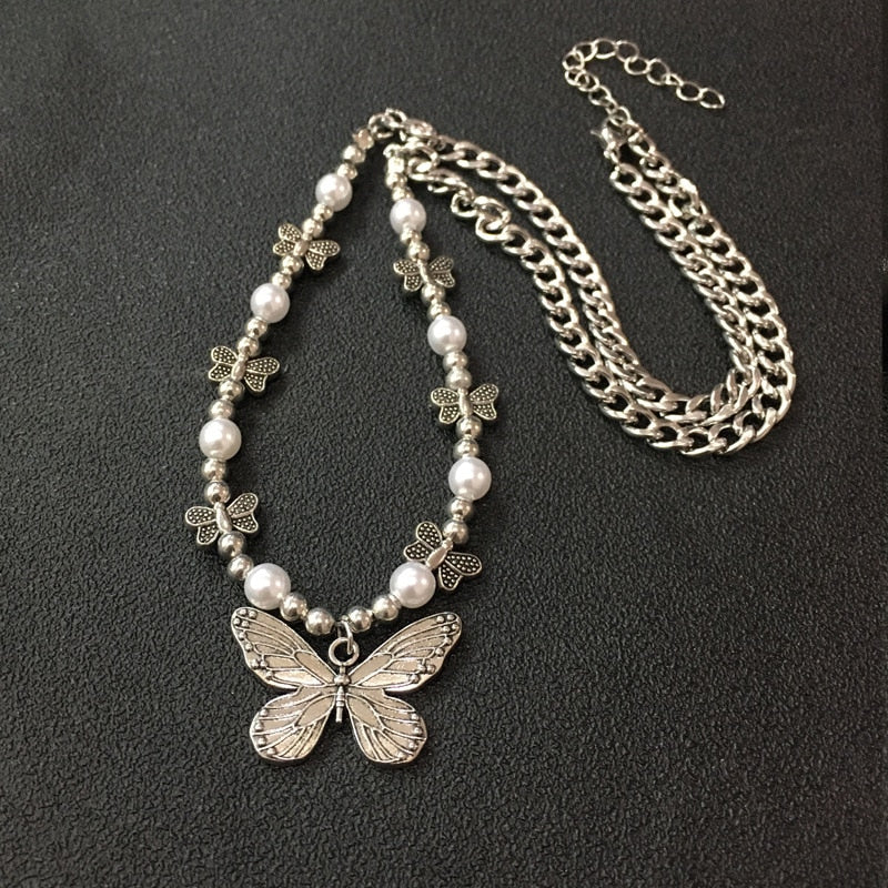 Gothic Butterfly Pendant Necklace