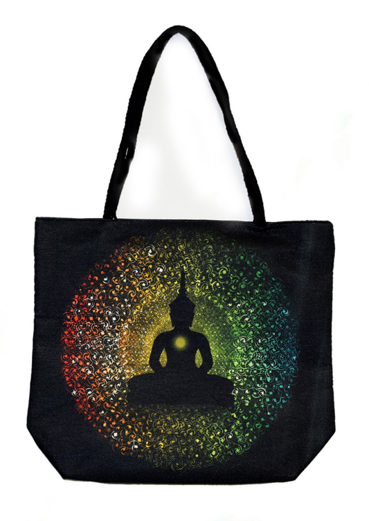 Colorful Aura Buddha Jute Bag